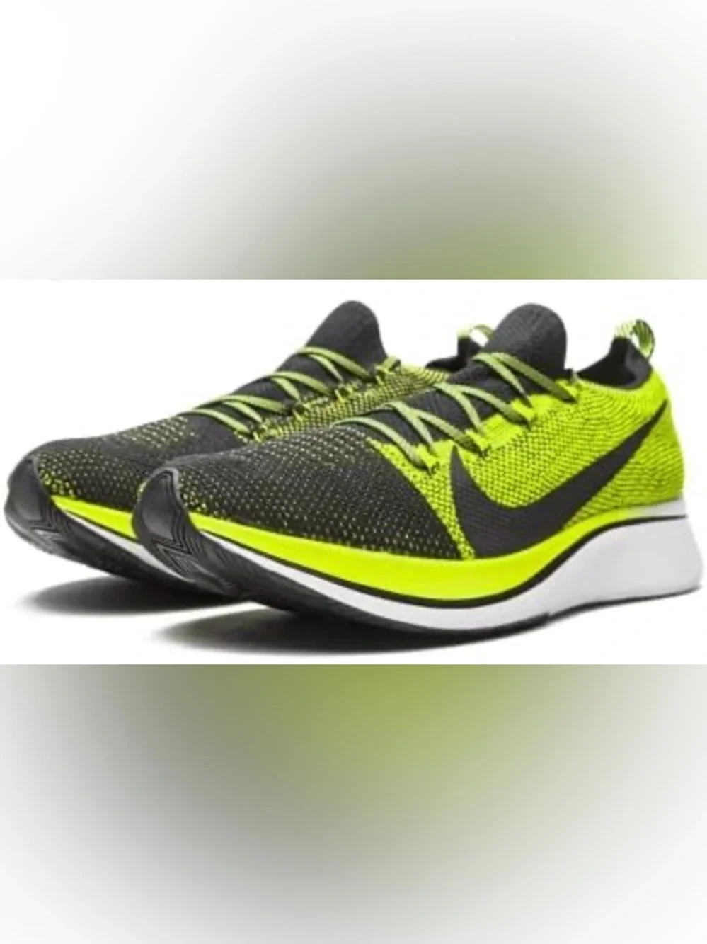 Nike Men’s Black and Neon Green Flyknit Running Shoes, Like New, Sz 10